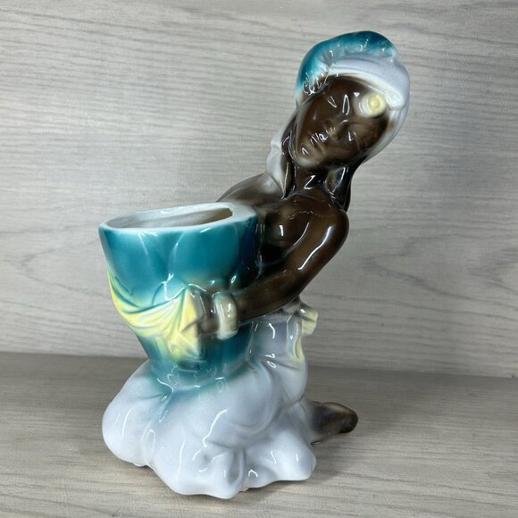 Vintage Royal Copley "Blackamoor"  8" Figure Vase Planter Mid Century - Picture 1 of 9